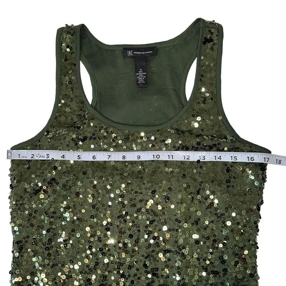 Inc International Concepts Womens All Over Green Sequin Mini Dress Mermaidcore - Picture 6 of 8